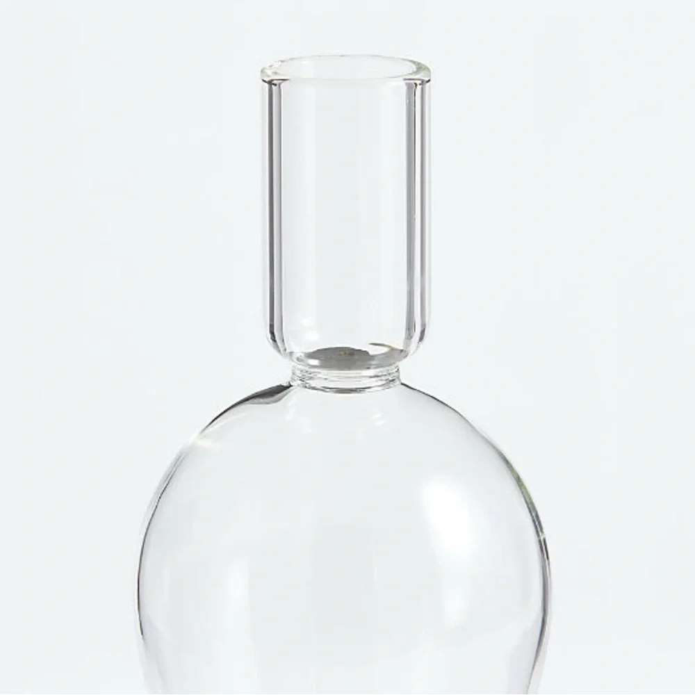 New! Crate&Barrel Clear Glass Sculptural Vase Candle Holder 20”